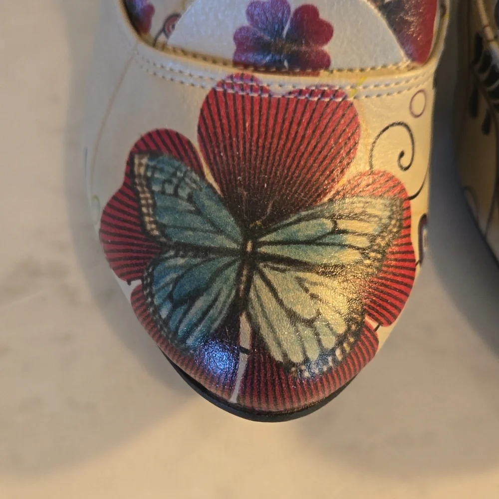 Goby Shoes - Floral High Heel Butterfly Boots - Picture 2 of 7